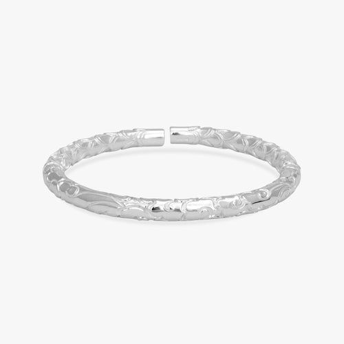 Load image 1 in gallery view. Ornate Floral Silver Kada