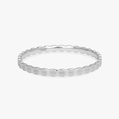 Load image 1 in gallery view. Silver Clover Wave Kada