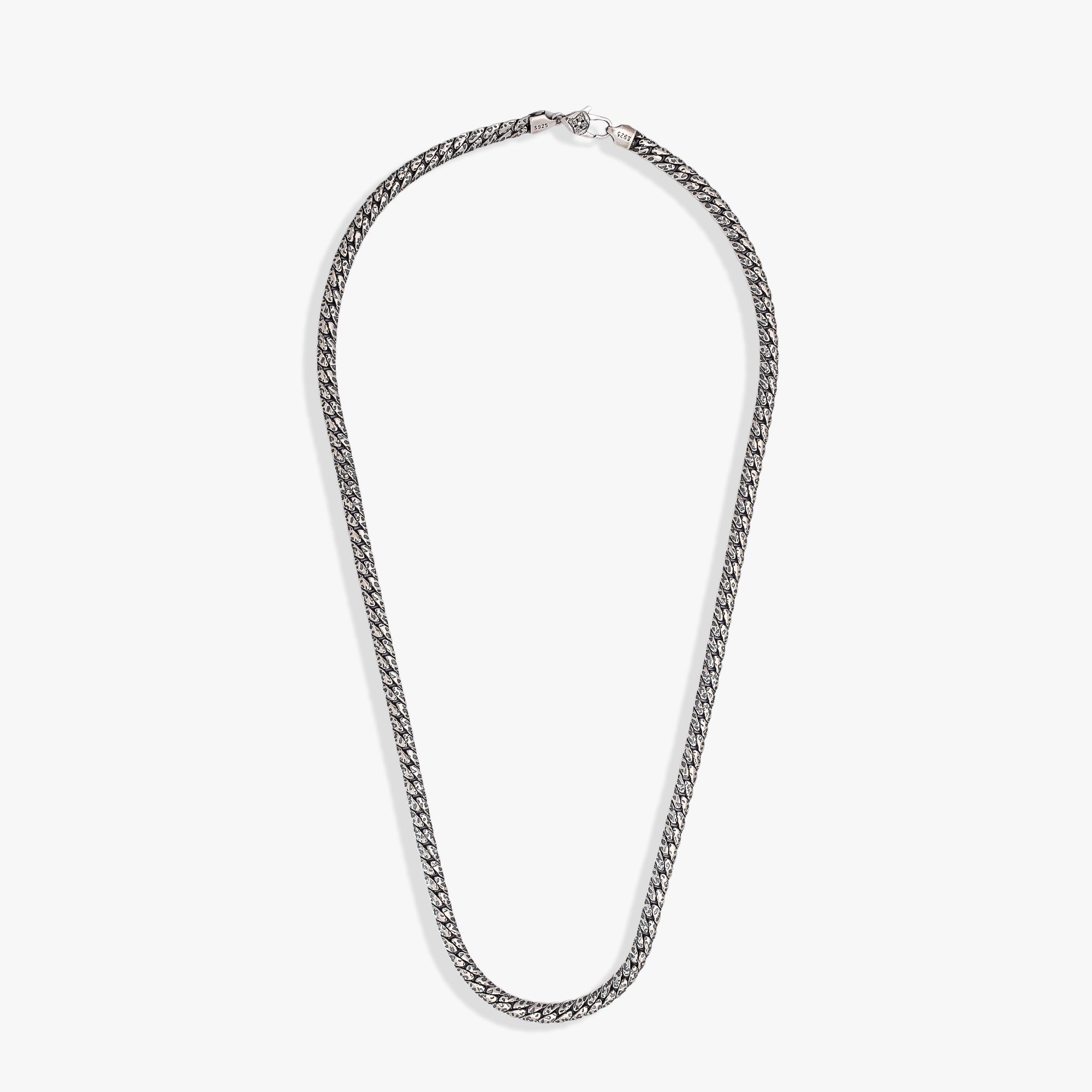 Textured Silver Curb Chain