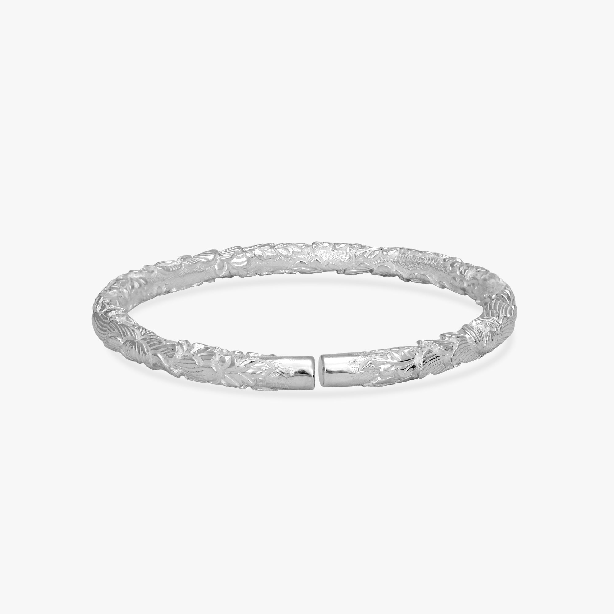 Intricate Floral Silver Kada