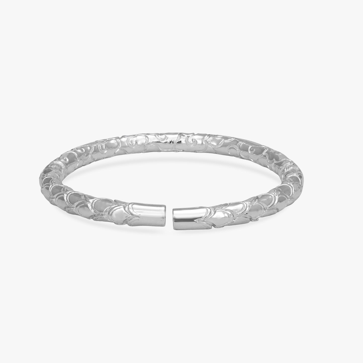 Ornate Floral Silver Kada