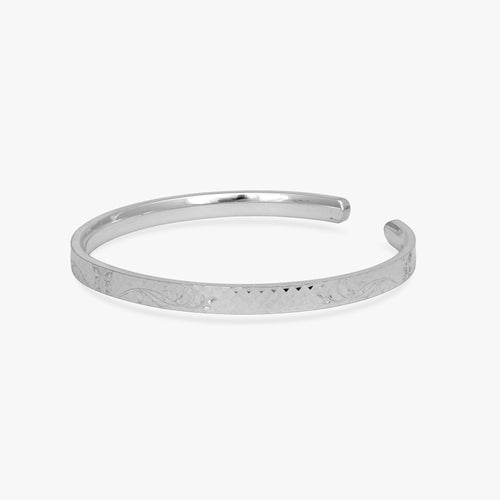 Load image 1 in gallery view. Etched Butterfly Silver Kada