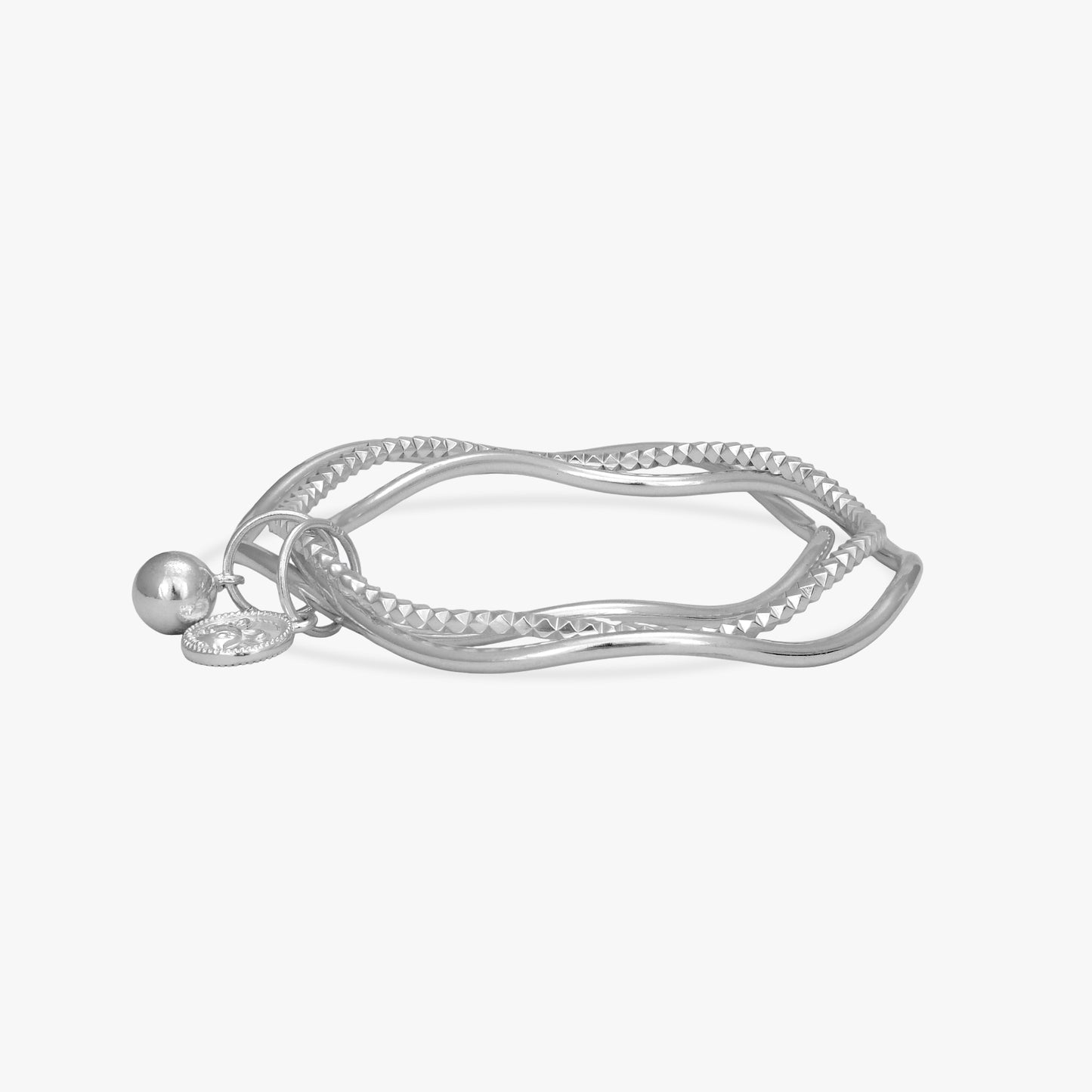 Silver Textured Wave Kada