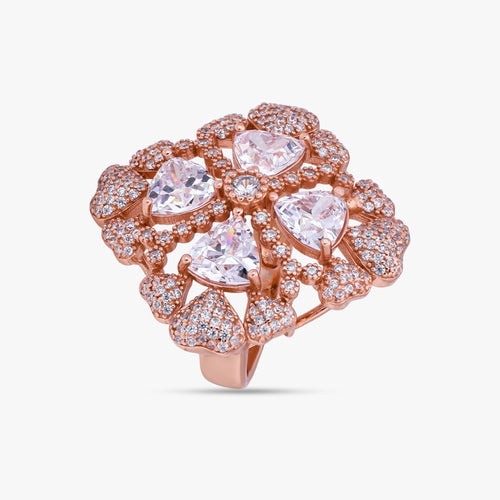 Load image 1 in gallery view. Rose Gold Floral Statement Ring