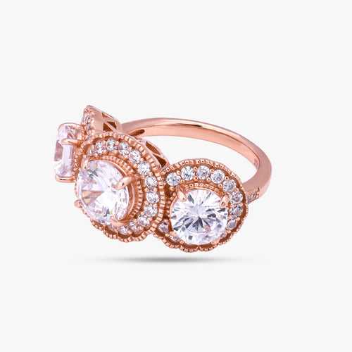 Load image 1 in gallery view. Rose Gold Three-Stone Ring