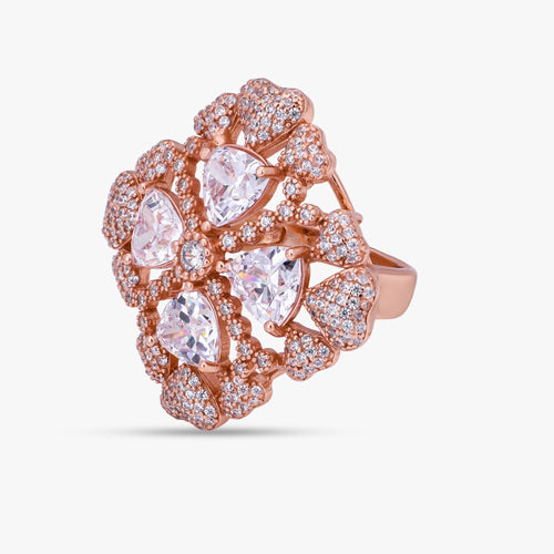 Load image 1 in gallery view. Rose Gold Floral Statement Ring