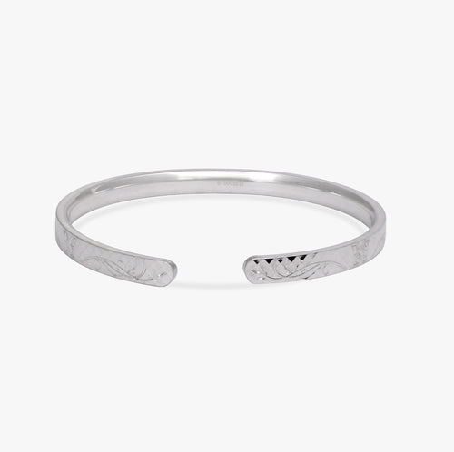 Load image 1 in gallery view. Etched Butterfly Silver Kada