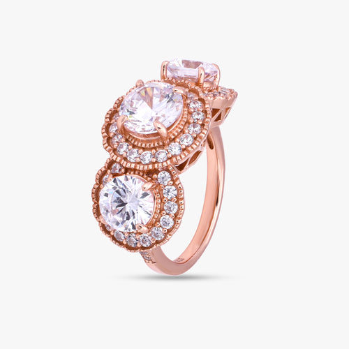 Load image 1 in gallery view. Rose Gold Three-Stone Ring