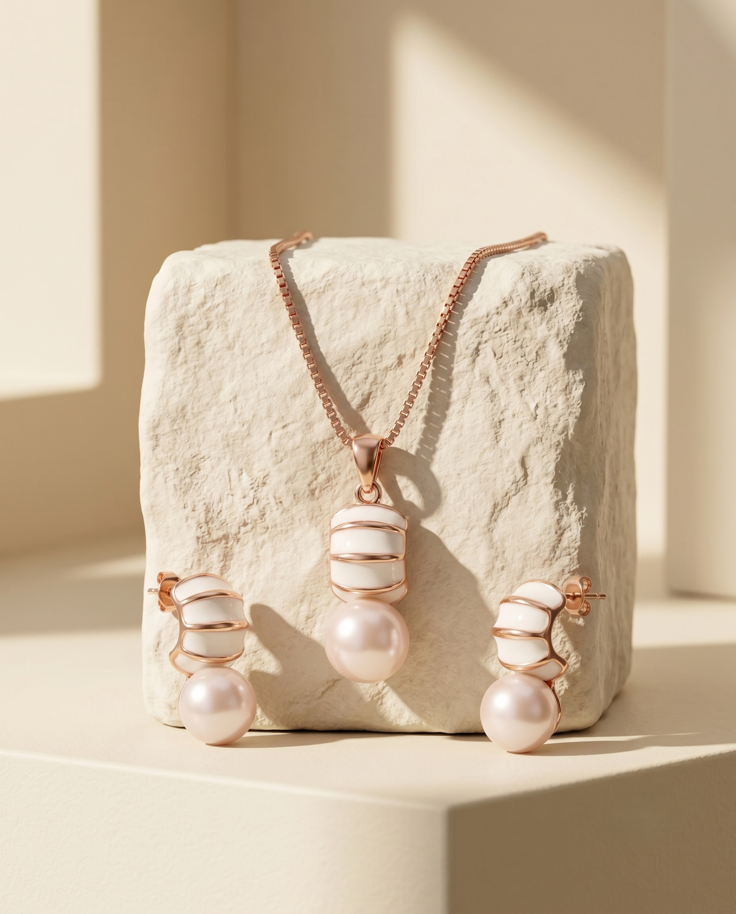 Lustrous Pearl Pendant Set