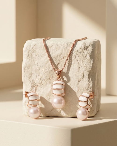 Load image 1 in gallery view. Lustrous Pearl Pendant Set