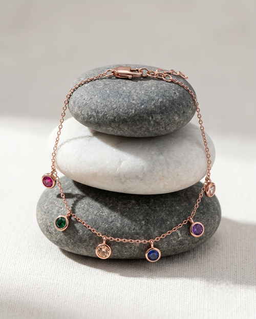 Load image 1 in gallery view. Vibrant Multi-Gemstone Dangle Bracelet