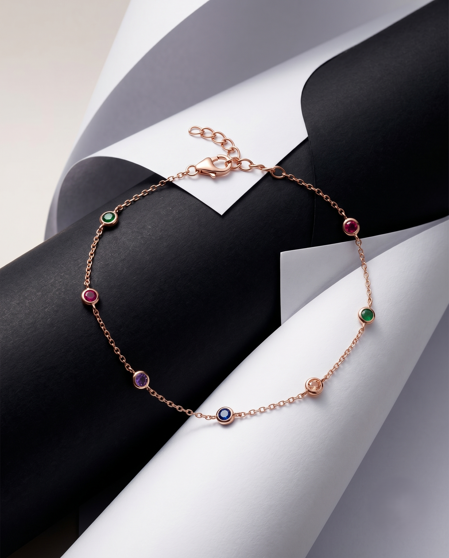 Multi-Gemstone Chain Bracelet