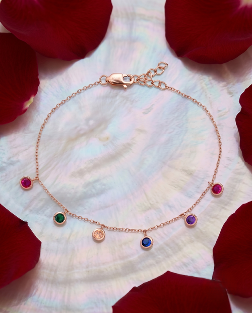 Load image 1 in gallery view. Vibrant Multi-Gemstone Dangle Bracelet