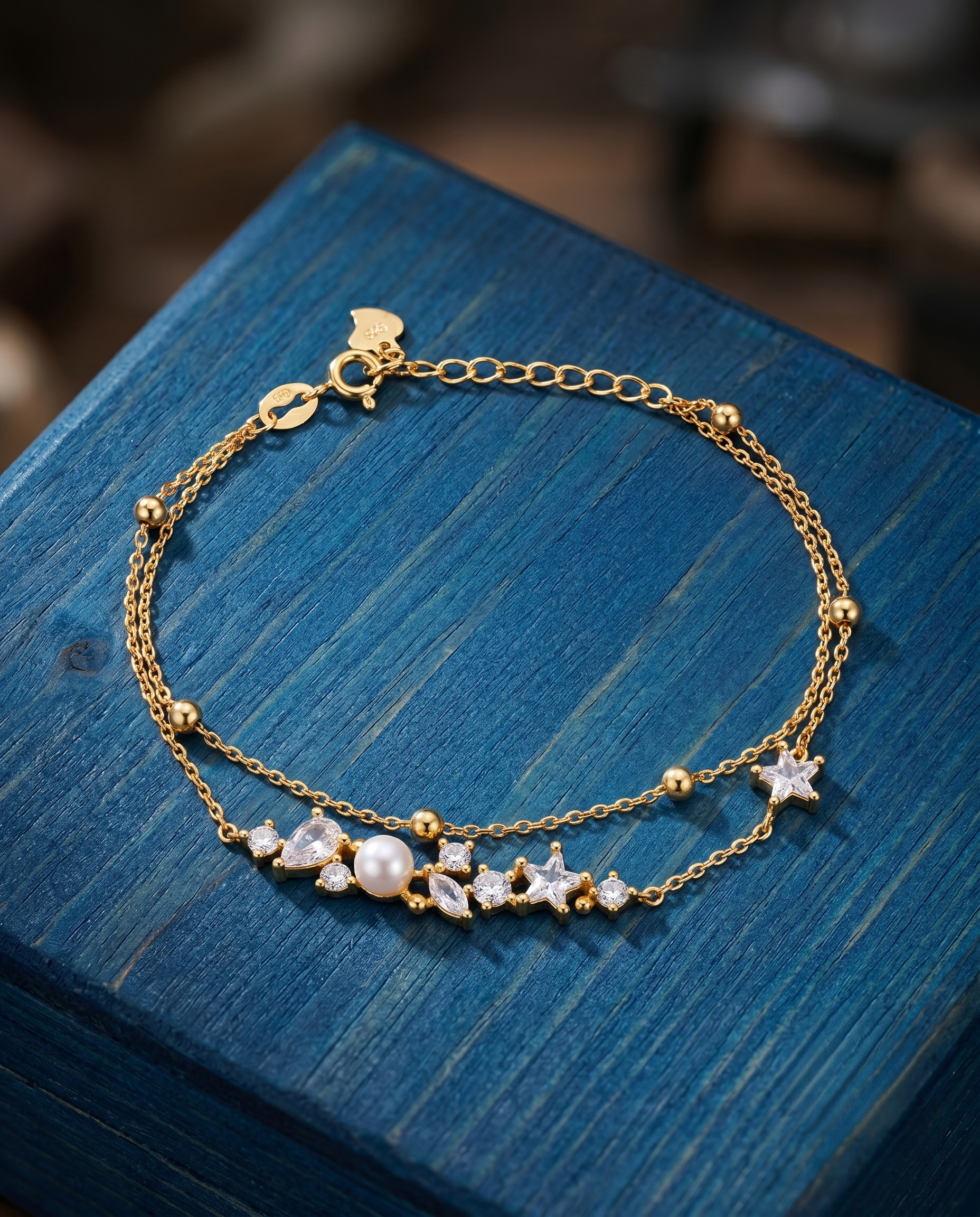 Celestial Pearl Double-Chain Bracelet