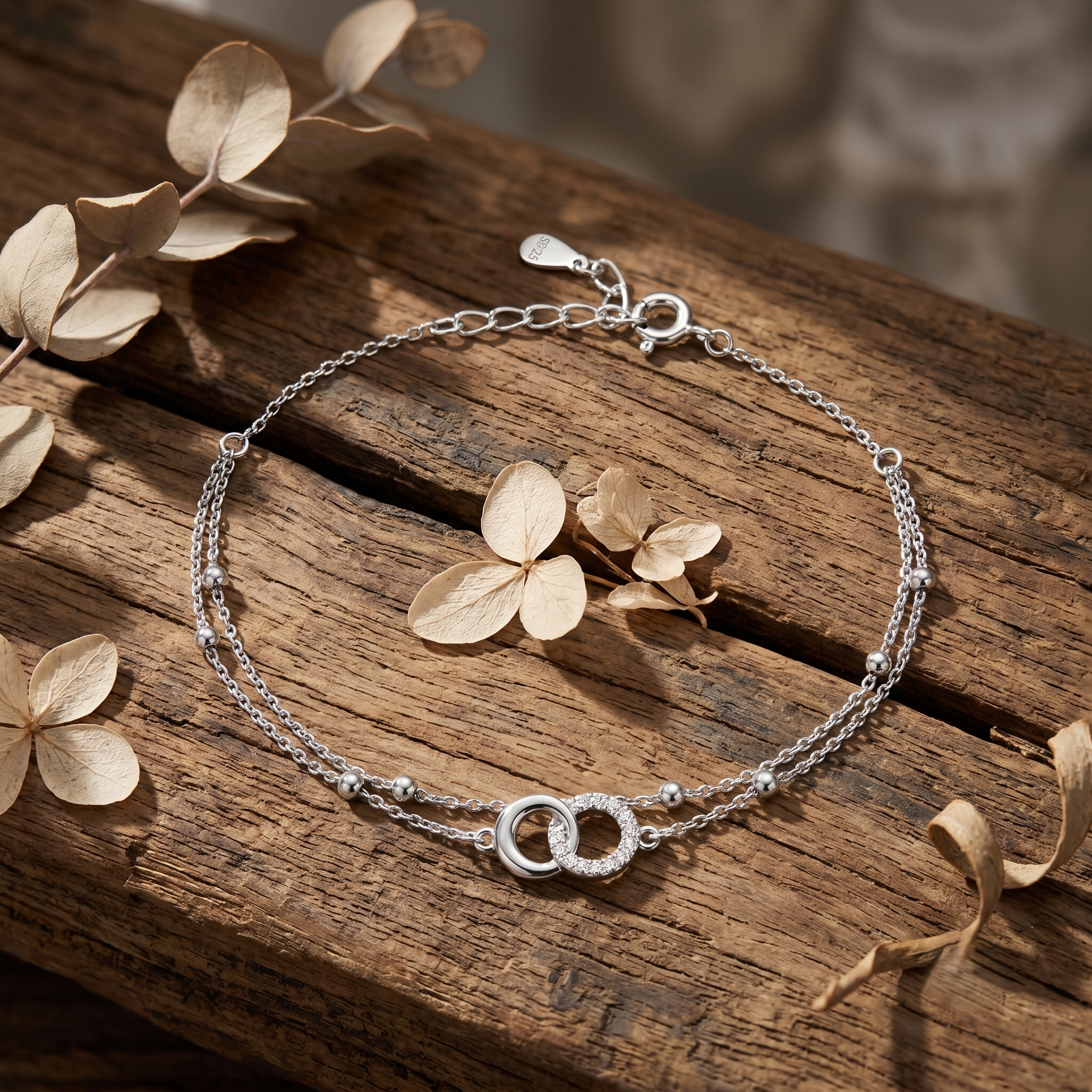 Interlocked Circle Silver Bracelet