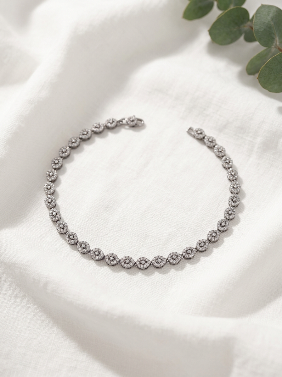Sparkling Diamond Halo Anklet