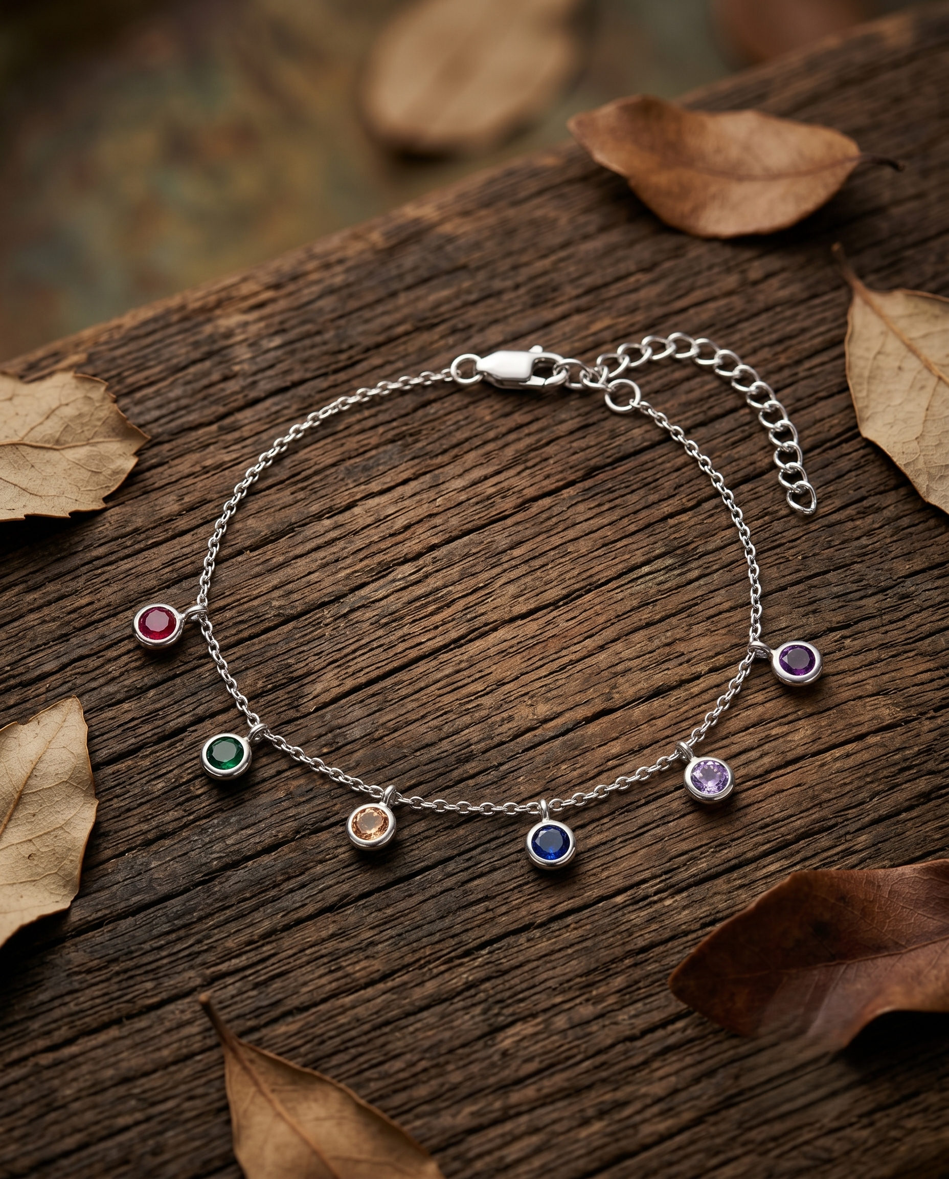 Vibrant Multi-Gemstone Dangle Bracelet