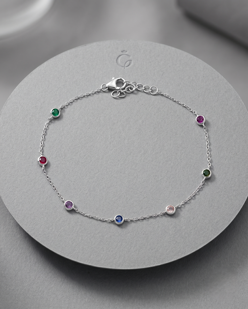 Load image 1 in gallery view. Multi-Gemstone Chain Bracelet
