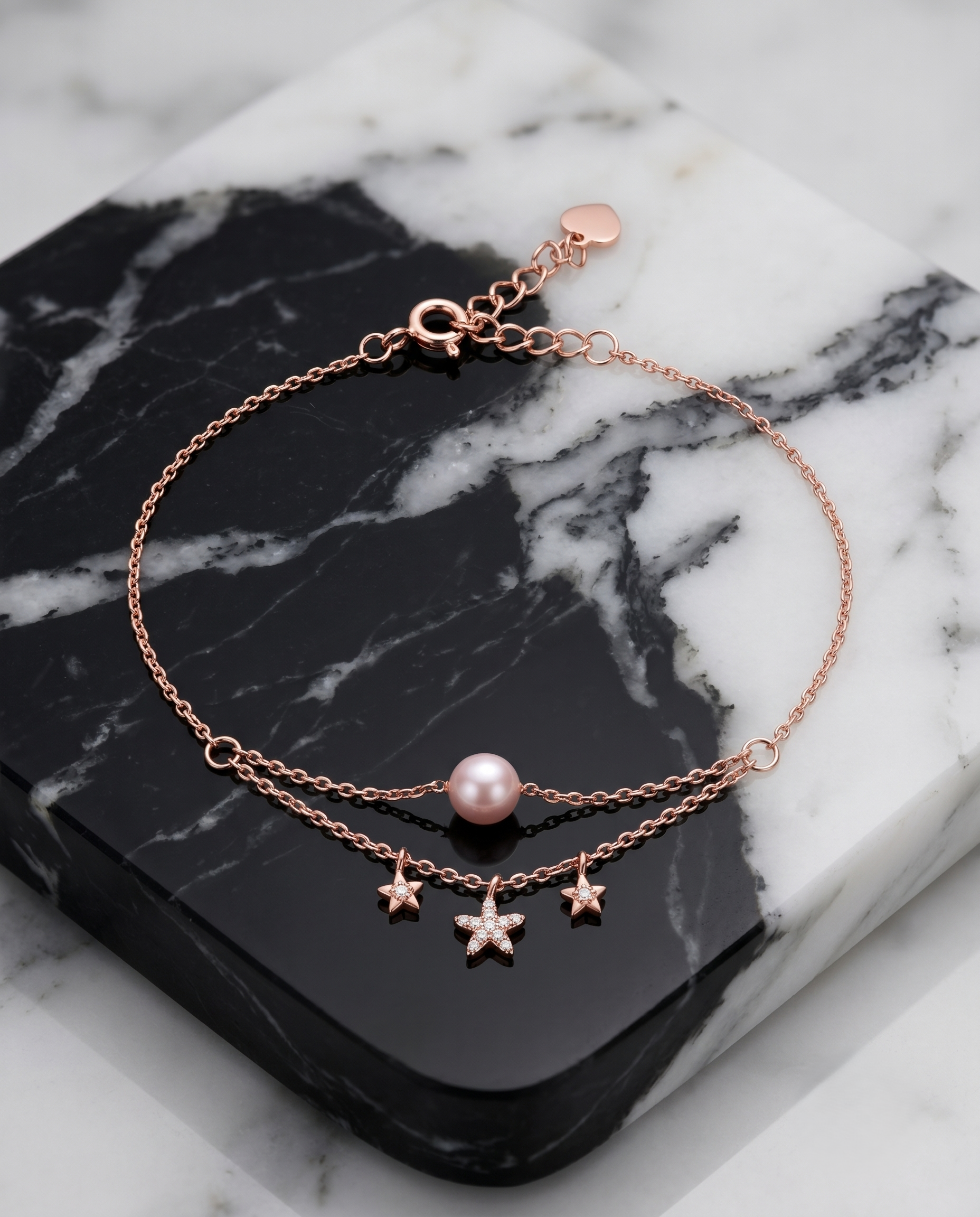 Pearl Star Double-Chain Bracelet