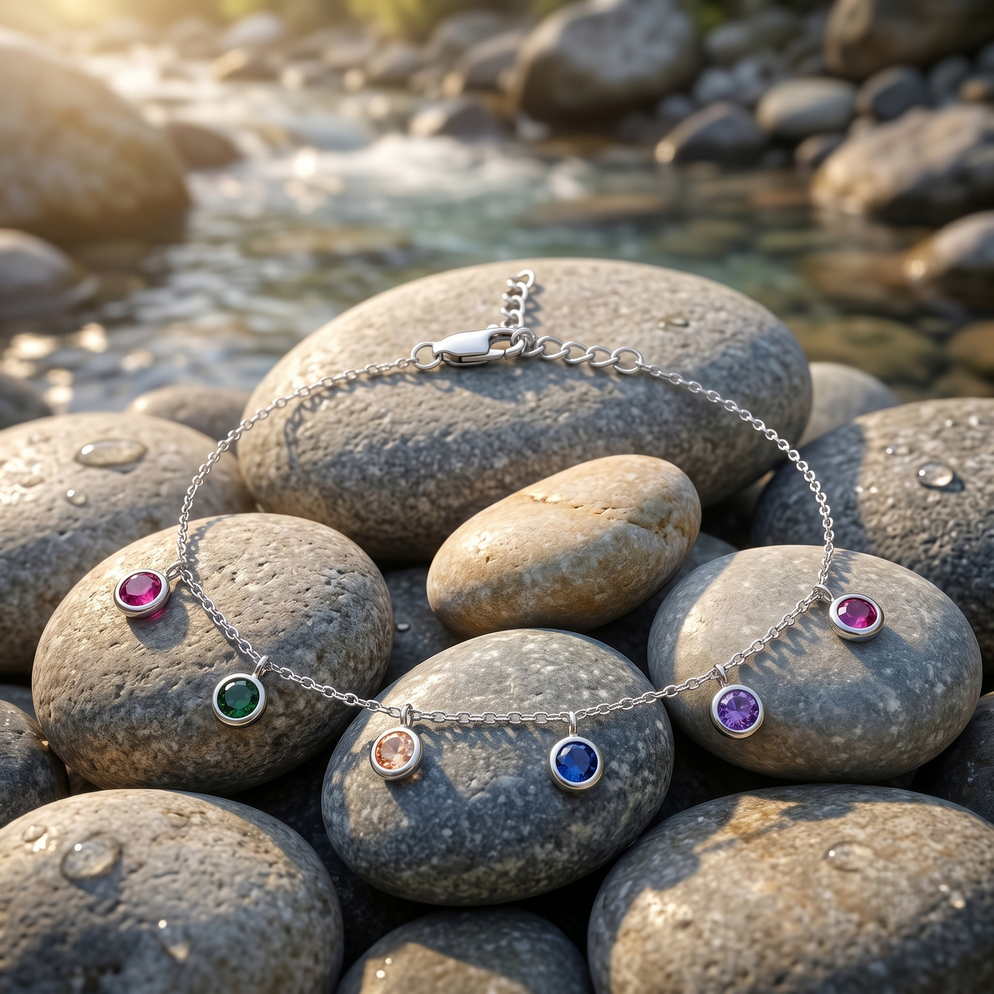 Vibrant Multi-Gemstone Dangle Bracelet