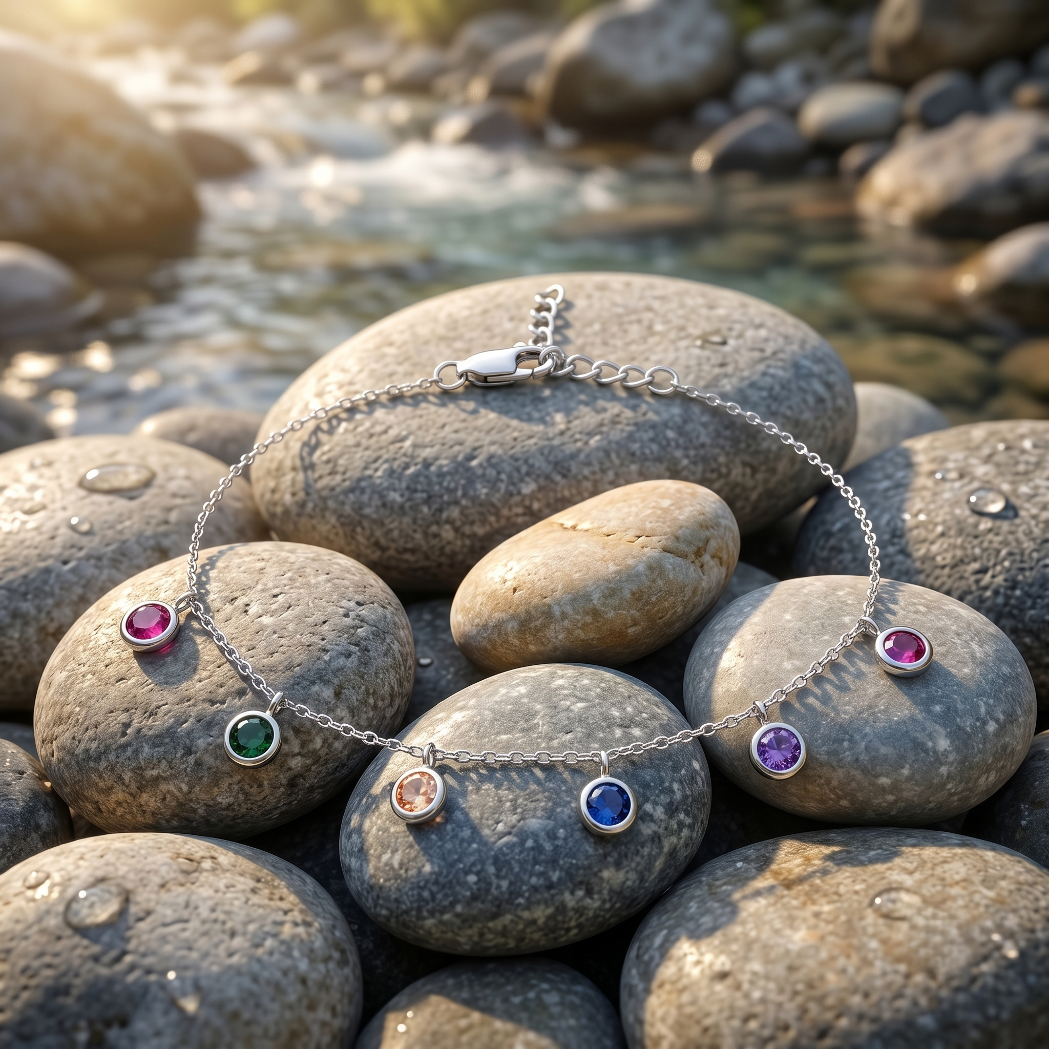 Vibrant Multi-Gemstone Dangle Bracelet