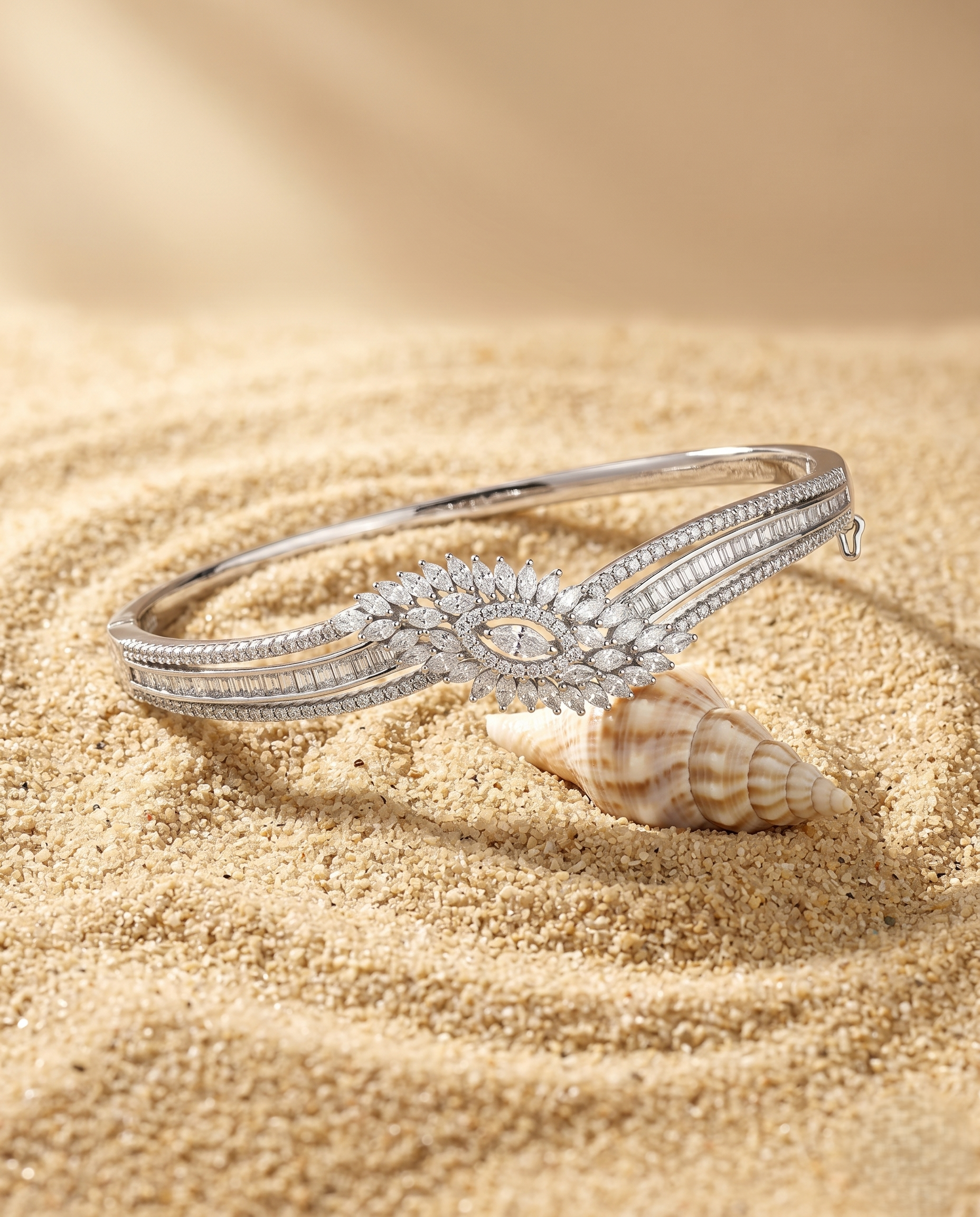 The Ethereal Wave Solitaire Bangle
