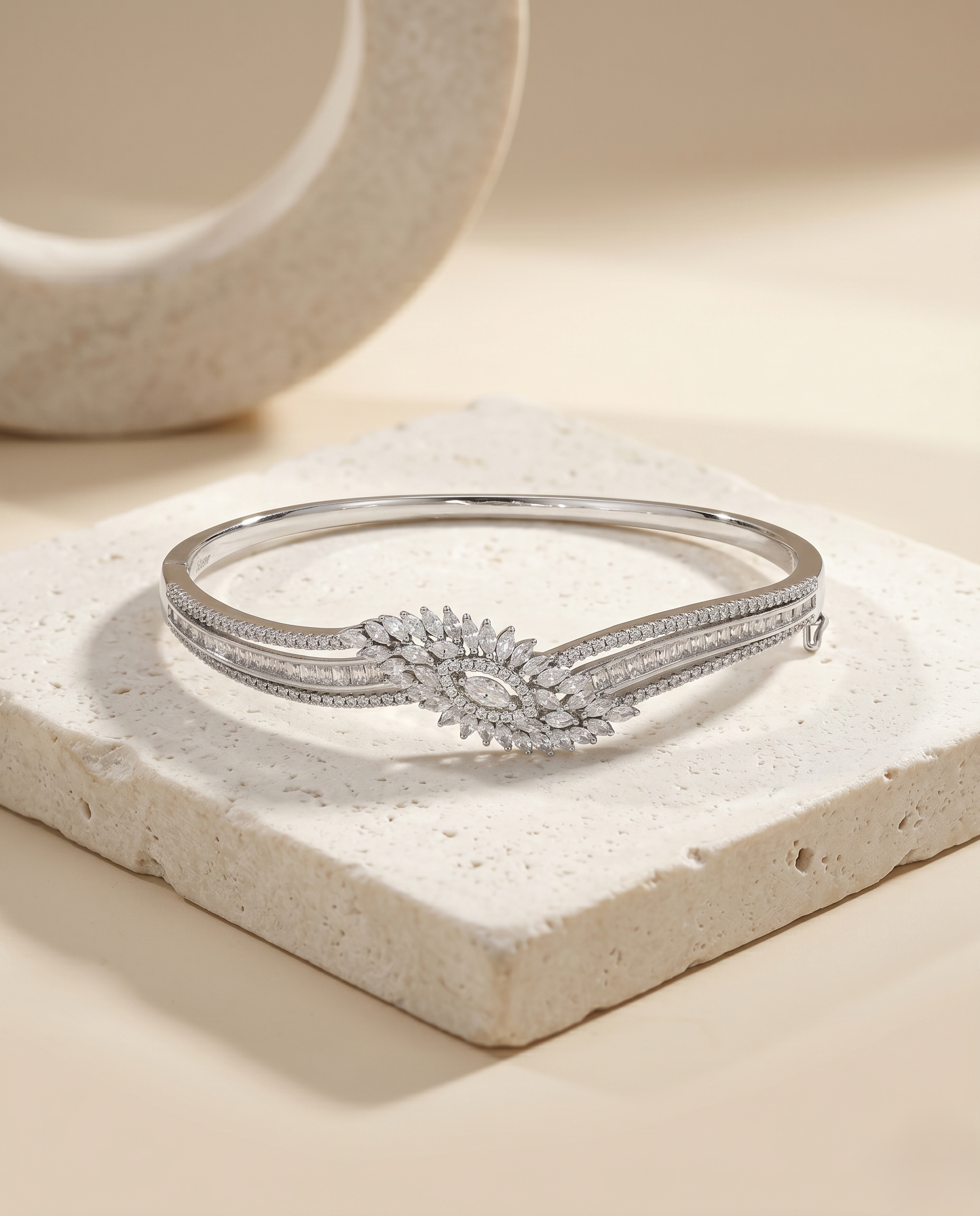 The Ethereal Wave Solitaire Bangle