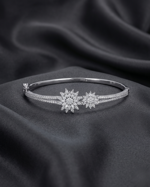 Load image 1 in gallery view. Radiant Dual-Bloom Solitaire Kada