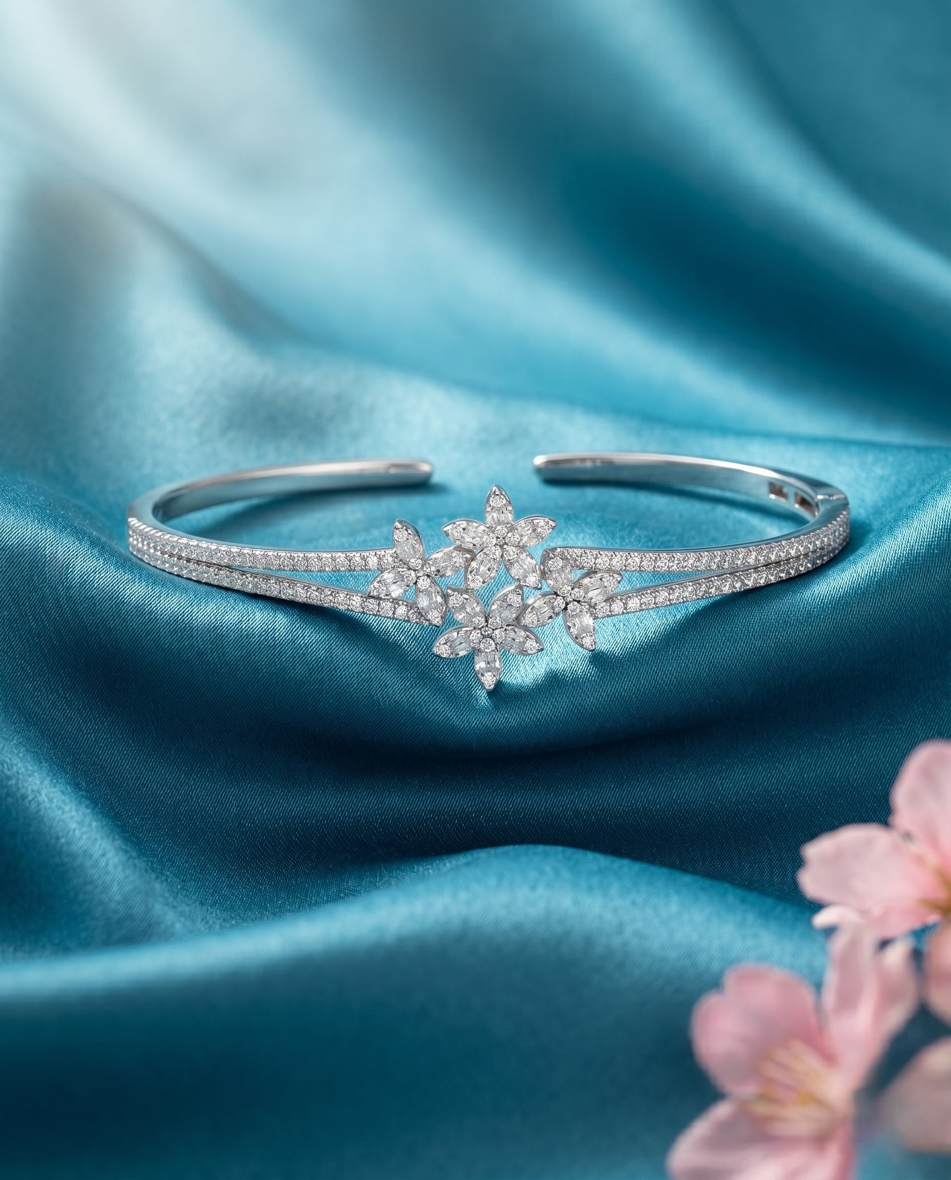 Silver Gardenia Cluster Bracelet