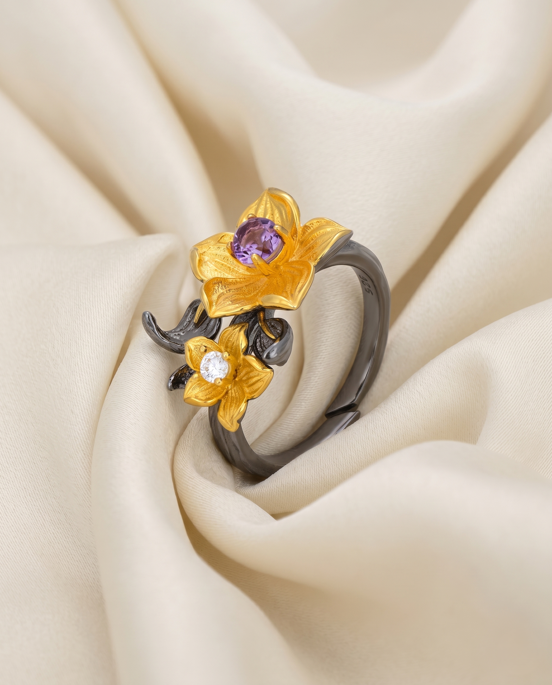 Antique Meadow Twin-Bloom Ring