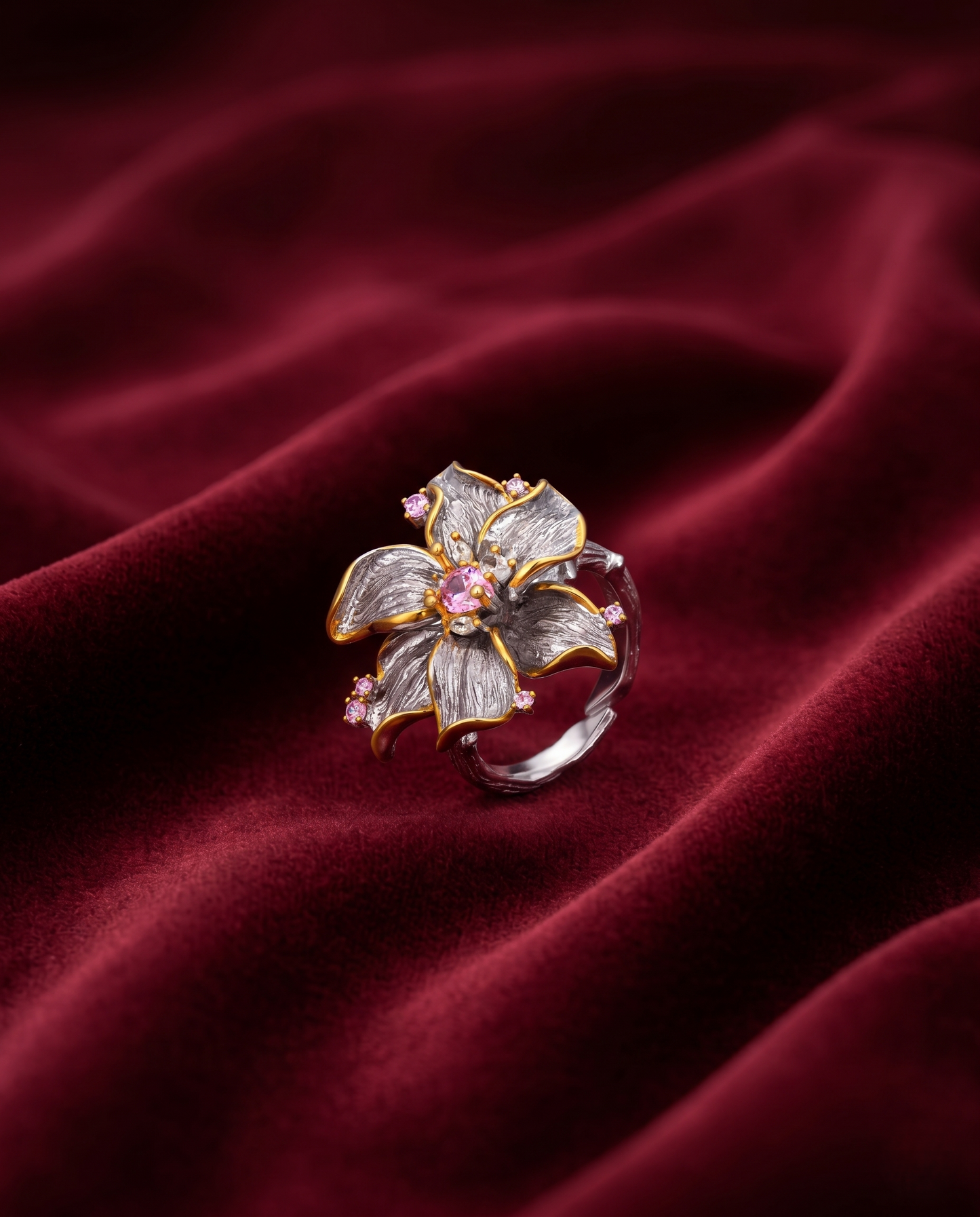 Italian Filigree Peony Statement Ring