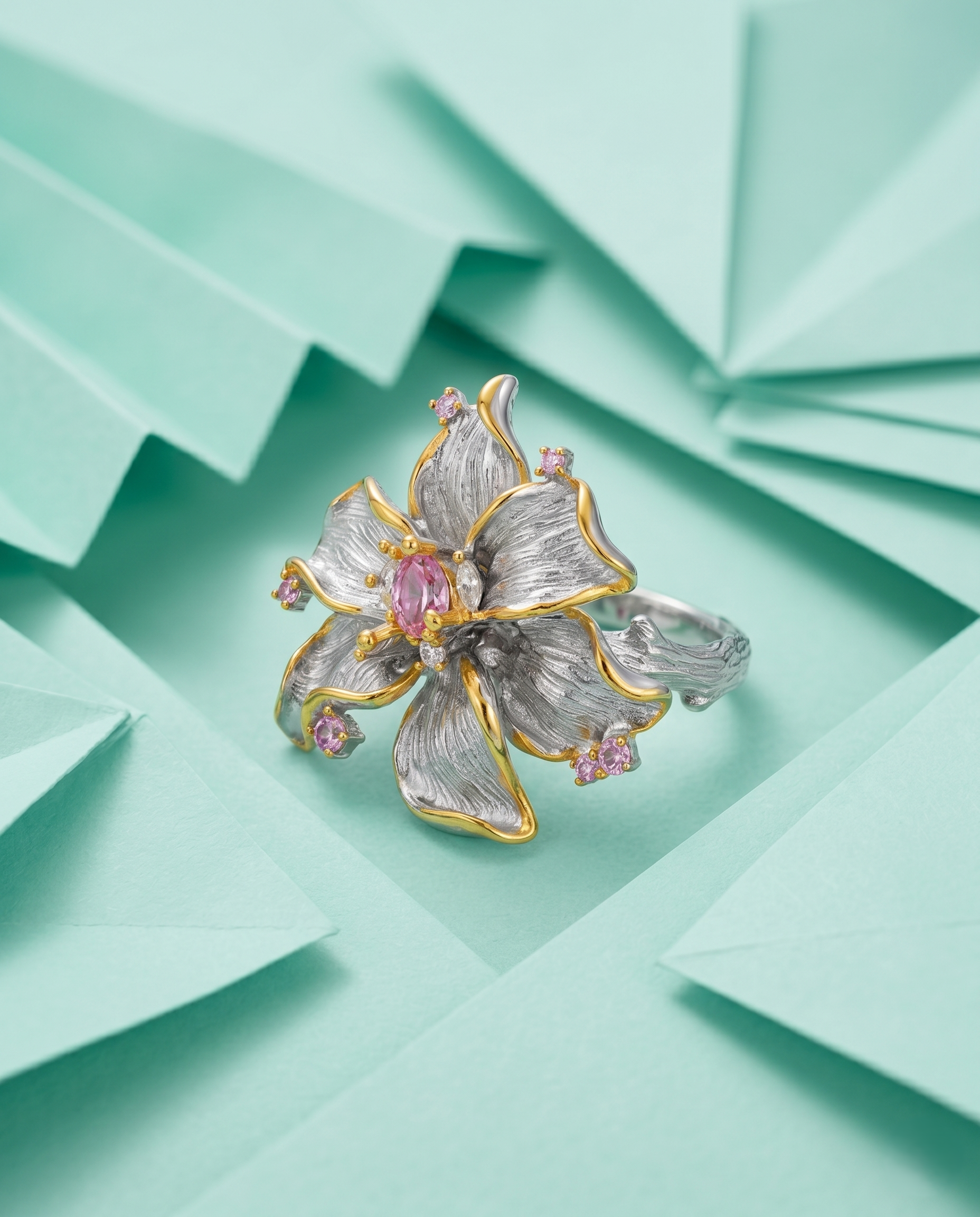 Italian Filigree Peony Statement Ring