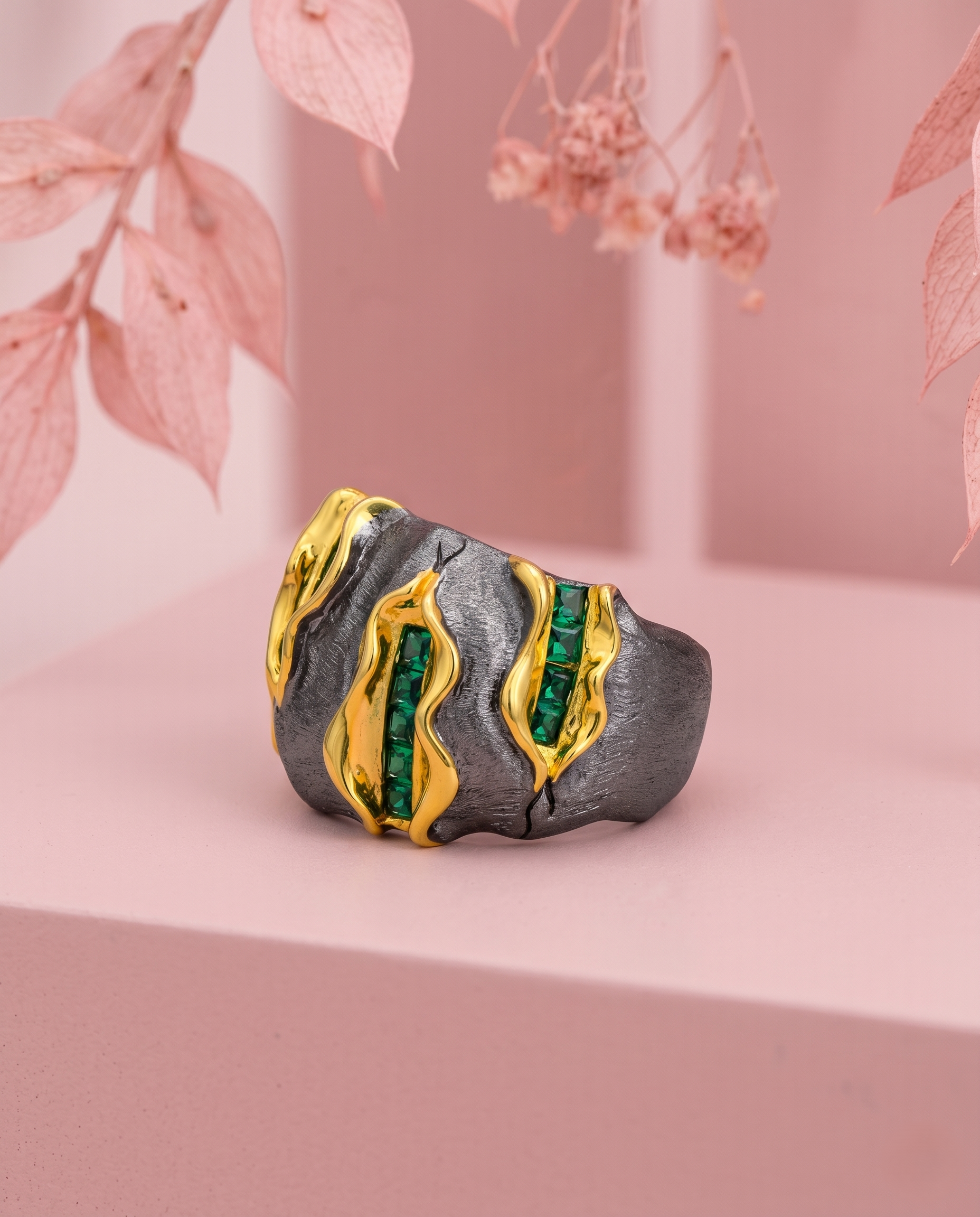 Gilded Earth Statement Ring