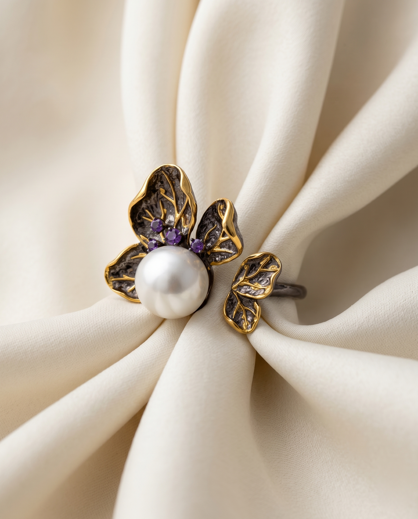 Antique Gilded Butterfly Ring