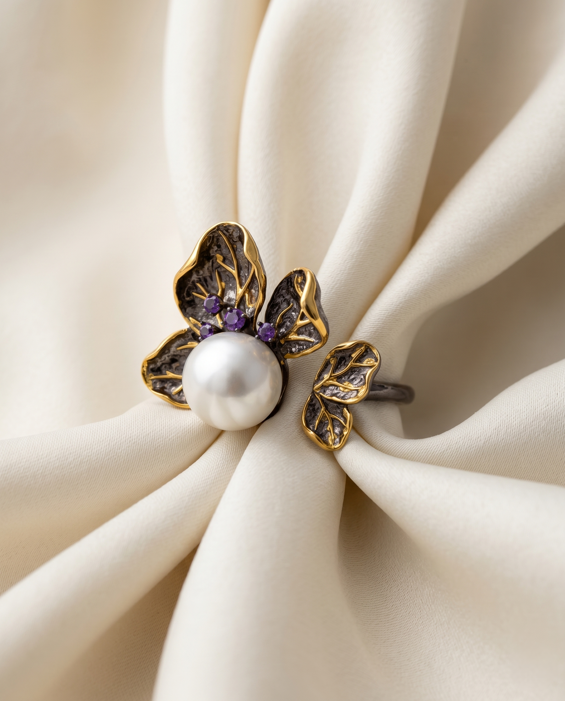Antique Gilded Butterfly Ring