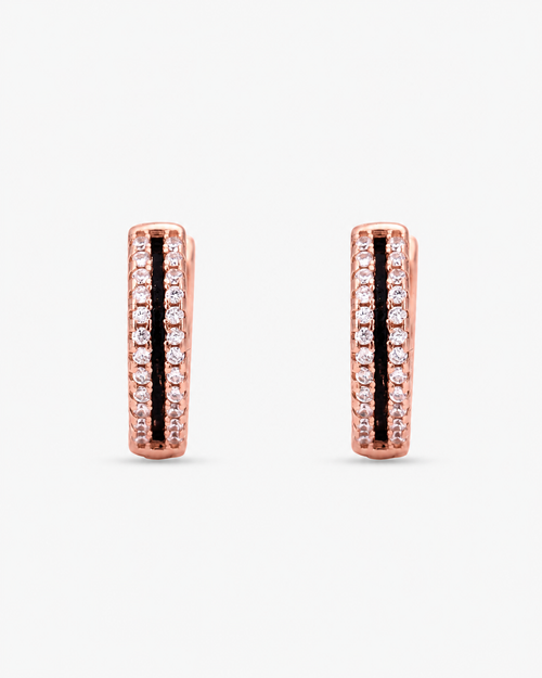 Load image 1 in gallery view. Rose Gold & Silver Huggie Hoops