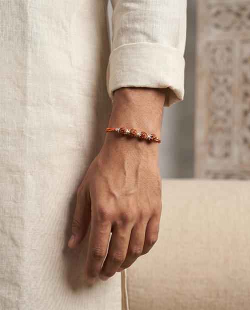 Load image 1 in gallery view. THE QUAD RUDRAKSHA RAKHI