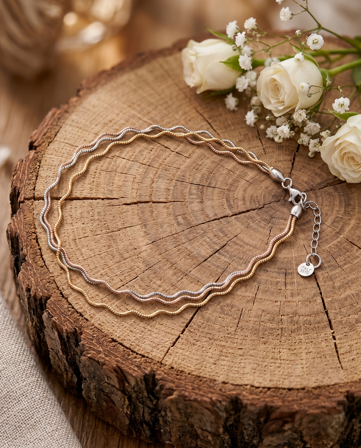 Triple Layer Wave Anklet