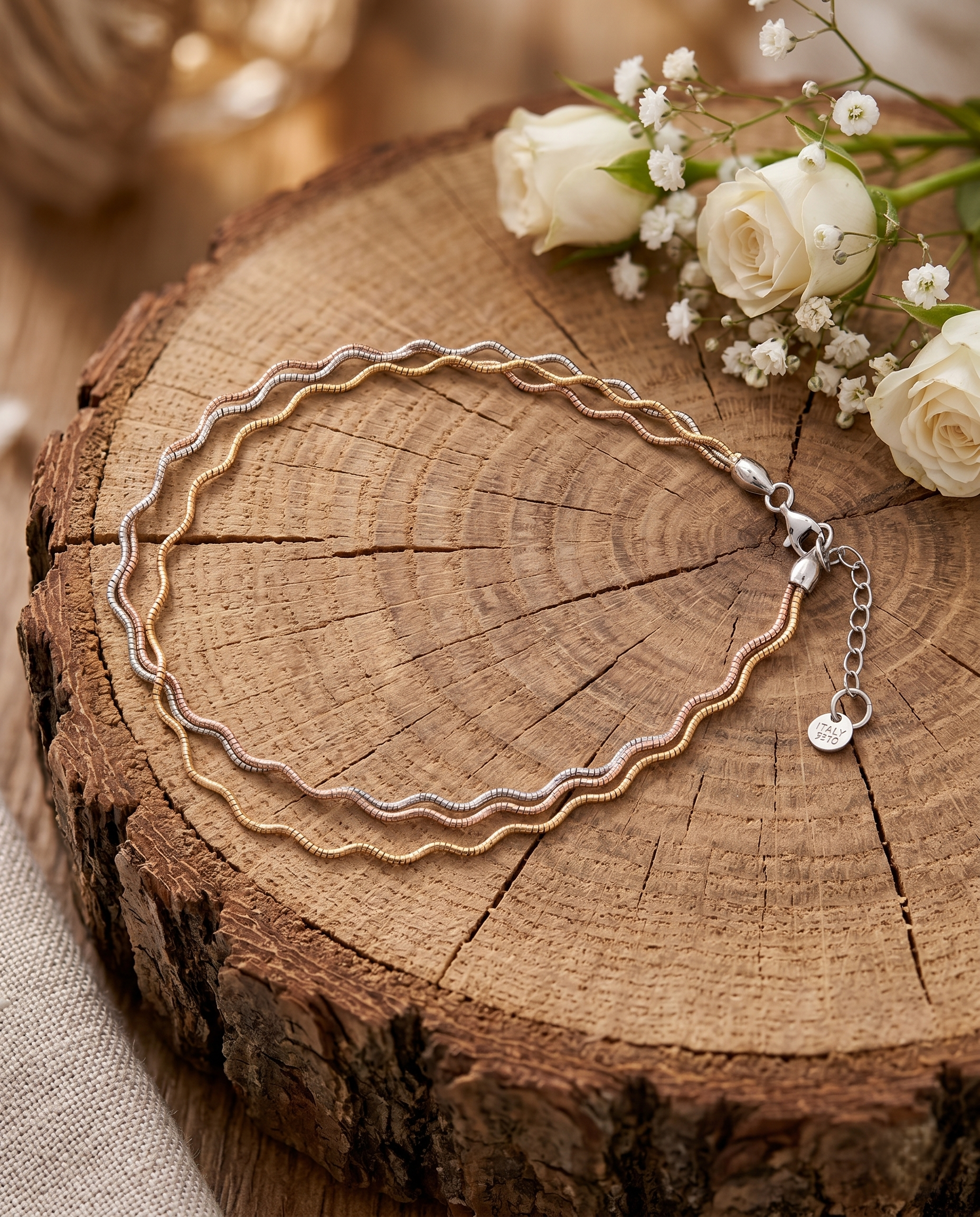 Triple Layer Wave Anklet