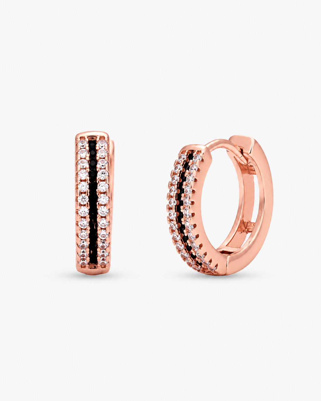 Rose Gold & Silver Huggie Hoops
