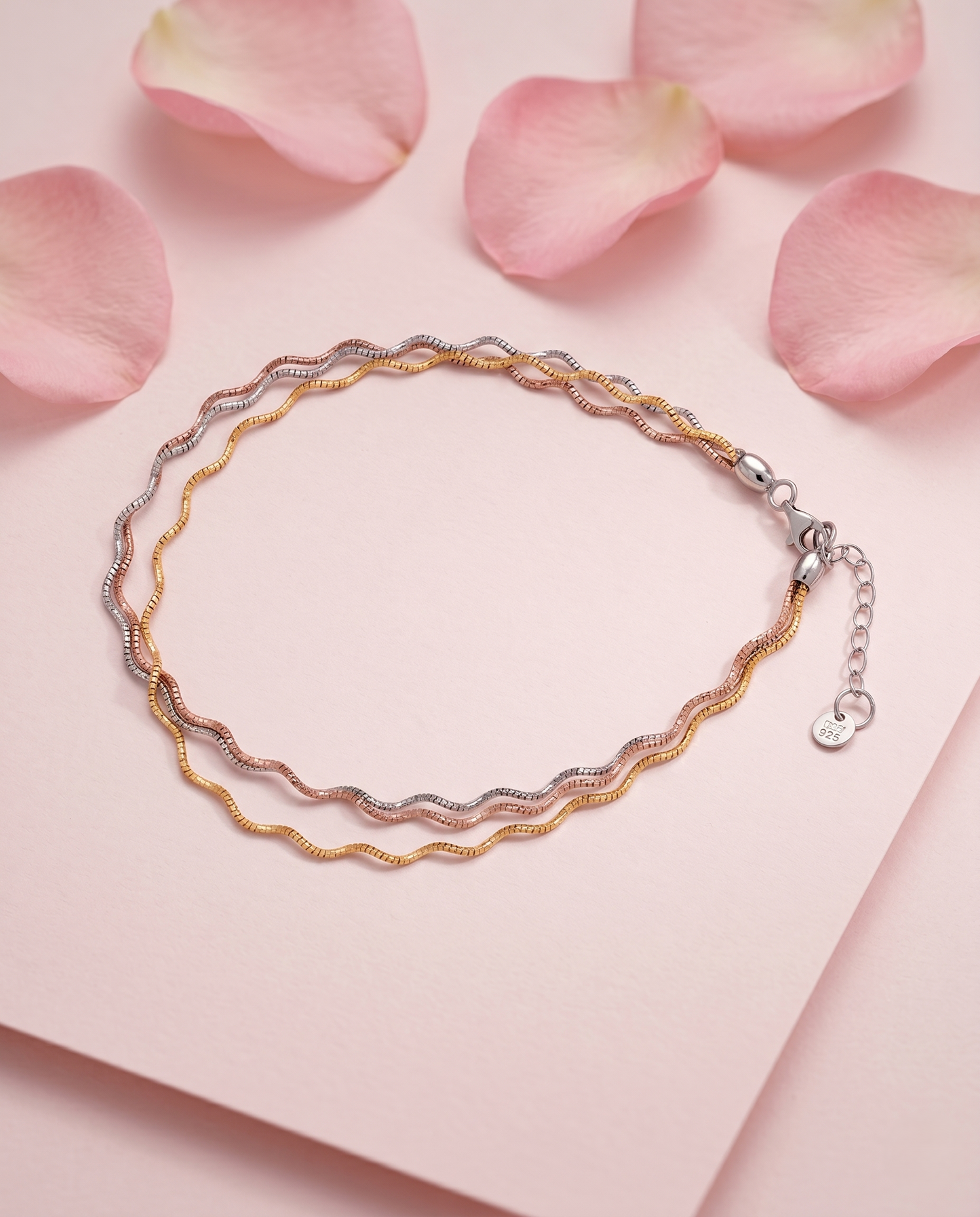 Triple Layer Wave Anklet