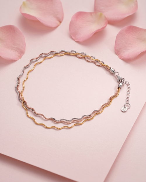Load image 1 in gallery view. Triple Layer Wave Anklet