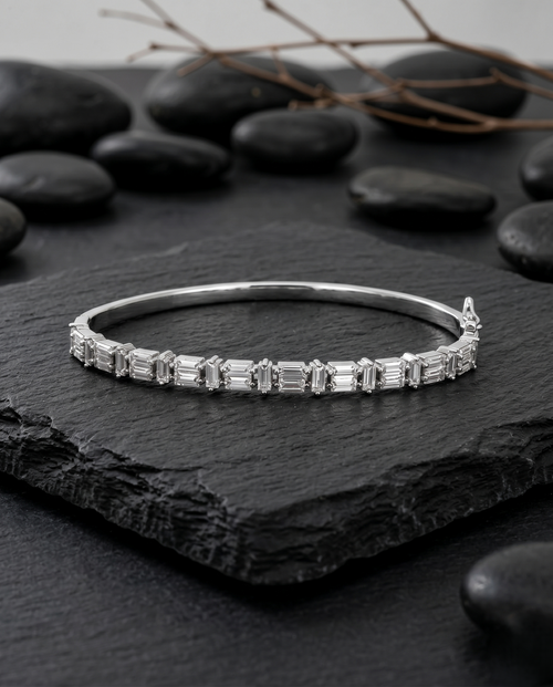 Load image 1 in gallery view. The Infinity Link Solitaire Bangle