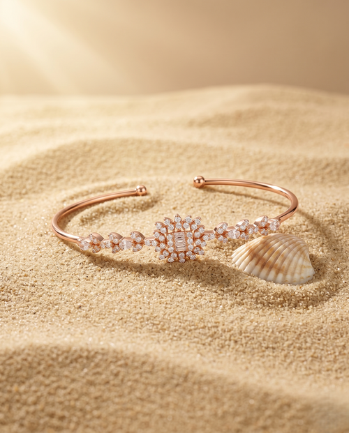 Load image 1 in gallery view. Blush Geometric Solitaire Cuff