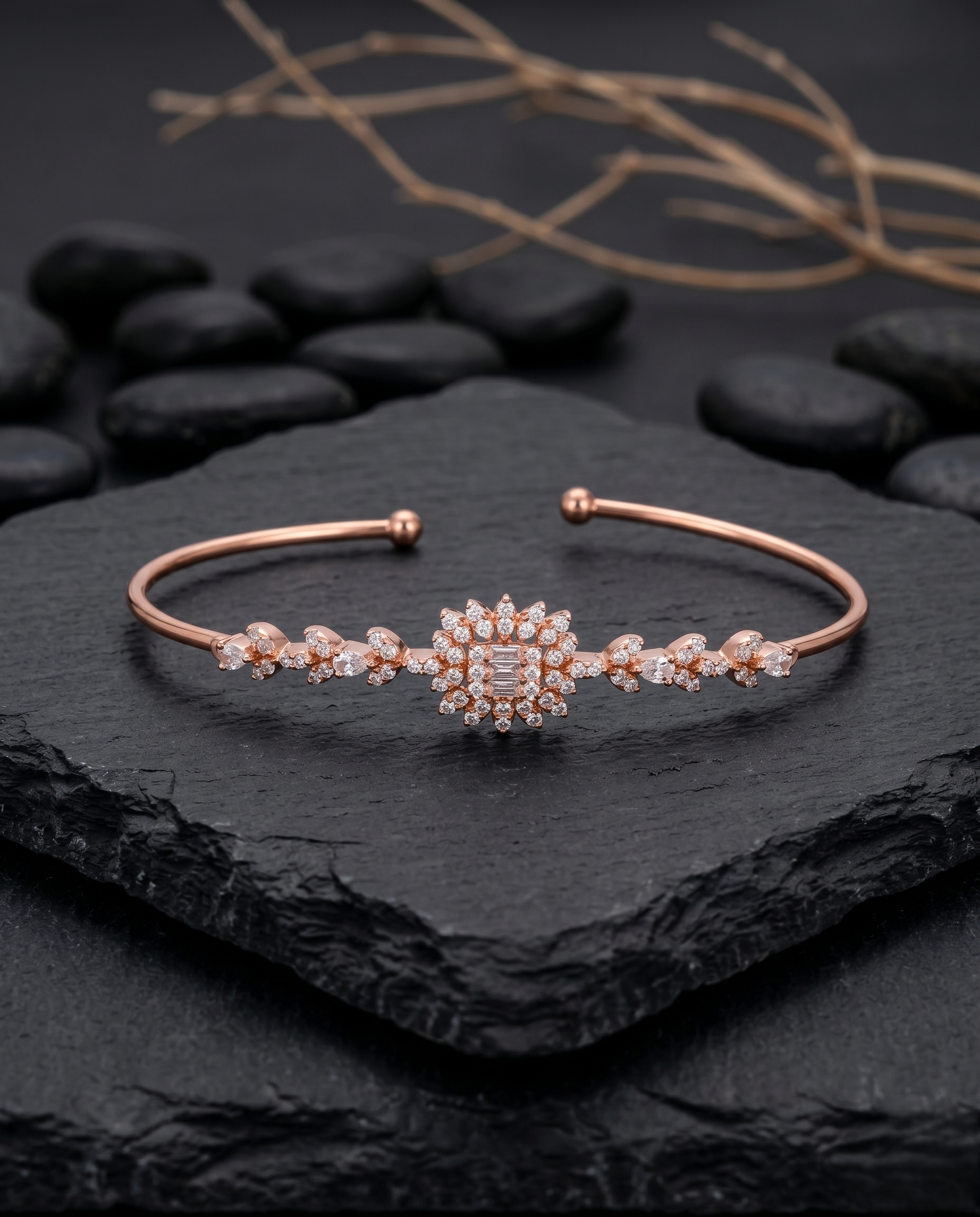 Blush Geometric Solitaire Cuff