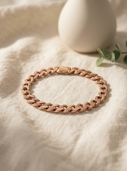 Load image 1 in gallery view. Men's Rose Gold Cuban Chain