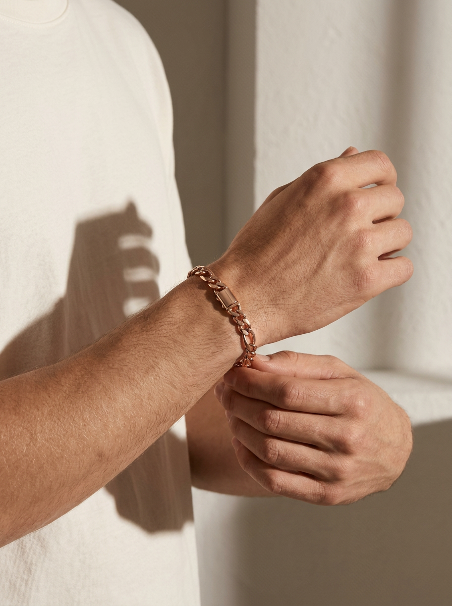 Men's Rose Gold Figaro Chain