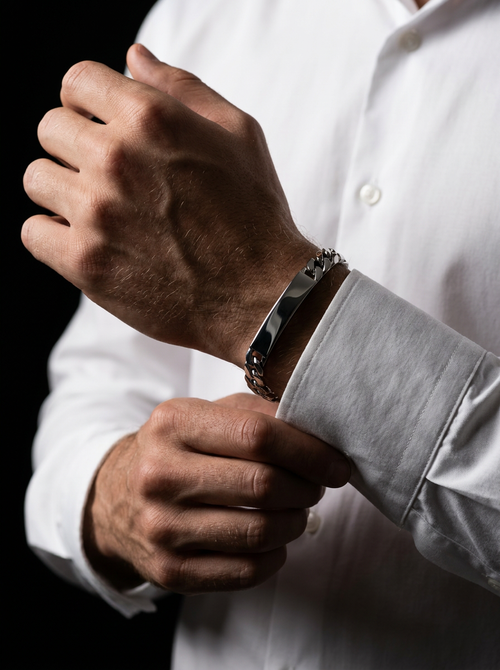 Load image 1 in gallery view. Men's Silver ID Chain