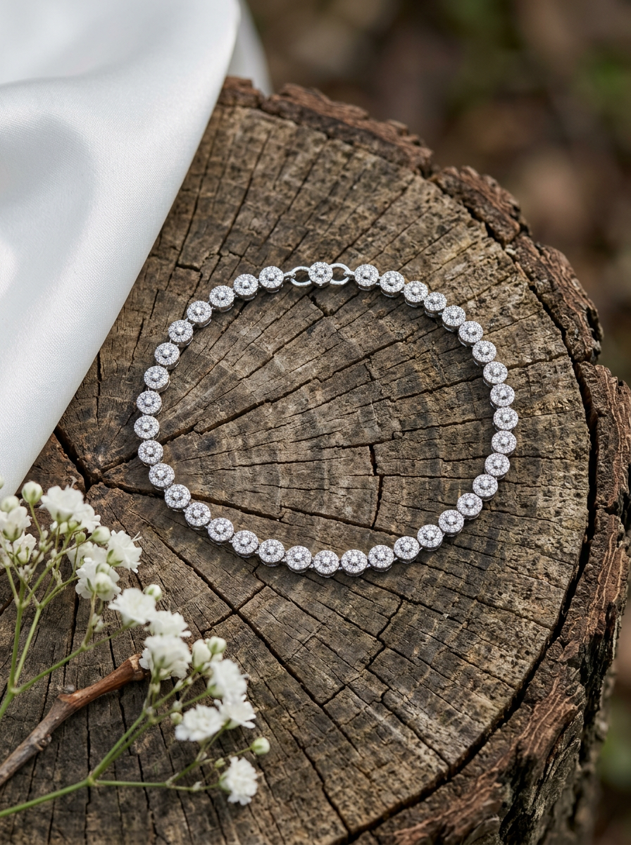 Elegant Halo Diamond Anklet