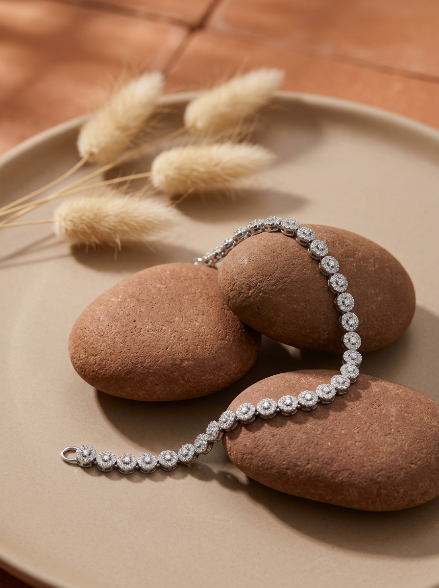 Elegant Halo Diamond Anklet